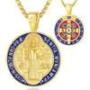 EUDORA Harmony Ball Collana con Medaglia di San Benedetto San Benito in Argento Sterling Placcato Oro 18K per Donne e Uomini, Ciondolo Amuleto di San Benedetto Regalo Gioielli Cristiani, 22+2 Pollici