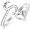 SILBERTALE Anello a forma di cuore in argento Sterling 925, con lettera, misura regolabile da 50 a 58, iniziale A-Z, gioiello alla moda, con confezione regalo, Verstellbarer Größe 50 bis 58