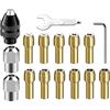 LoNinLoAn Set di 15 mandrini multipli, 4485, dado in metallo per mandrino, set di pinze per mandrino per Dremel Precision 0,5-3,2 mm, mandrino di ricambio senza chiave a cambio rapido con chiave