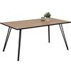 Hela Tische Oksana Tavolo da pranzo/cucina, in materiale a base di legno rivestito in melammina, finiture in rovere Artisan, con gambe a V in metallo di colore nero, da 160 x 90 cm