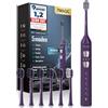 7MAGIC Spazzolino Elettrico, Spazzolini Elettrici, Spazzolino Sonico - 3 Intensità, 5 Modalità, 40000VPM, IPX7, Spazzolino Denti Elettrico Autonomia 180 Giorni e Timer, Viola