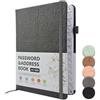 WWYSSZ Quaderno Delle Password Book Rubrica Alfabetica Quaderno con Registro A-Z, Copertina Rigida,Taccuino Portatile per Password Tascabile,per Ricordare Login Sito Web Username e Molto Altro,Grigio