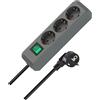 BRENNENSTUHL 1152340015 - Base múltiple Eco-Line gris plata con interruptor (3 tomas y 1.5 m)