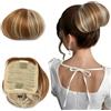 Elailite Chignon Finto per Capelli Biondo Scuro/Biondo Chiaro, Clip in Chignon Facile per Capelli Updo Avvolto Elegante Codo di Cavallo Posticci Toupet Donna 80g