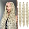 FESHFEN Ocean Wave Crochet Hair extension - 3 Pezzi Estensioni Capelli per Treccine a Onde Biondo Chiaro Sintetici Ondulati Braiding Trecce Boho Posticci Extensions per Donne, 55 cm