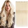S-noilite Extension Capelli Veri Clip, One Piece Naturali Extension Capelli Veri, Estensioni Dei Capello Umani Clip, 5 Clips Hair Extensions, 45cm 50g Biondo Platino Estensione per Capello #60