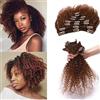 Silk-co Clip Extension Capelli Veri Mossi Kinky Curly Afro Hair Extensions 100% Remy Virgin Hair 8 Pezzi Capelli Brasiliani 40cm-115g #33 Castano Ramato Scuro