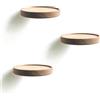 anaan Coracle Mensola da Muro Rotonda Legno Mensole Parete Set 3 Ø15cm