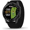 Garmin Approach® S50, smartwatch GPS da golf avanzato, display AMOLED, funzioni in corso, frequenza cardiaca basata sul polso, lunetta in alluminio ardesia con cinturino in nylon nero ComfortFit