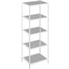 VASAGLE Mensola in vetro a 5 ripiani, libreria, scaffale portaoggetti, vetro temperato, facile da montare, per bagno, soggiorno, camera da letto, ufficio, bianco perla e grigio ardesia, LGT029W01