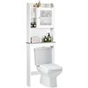LIFEZEAL Mobile Bagno sopra WC, Scaffale sopra Toilette con Porta in Vetro Satinato Temperato con 4 Ripiani, Mobile per Lavatrice, Stabile e Antidumping, Stile Moderno, 59,5x19x173cm, Bianco