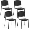 GIANTEX Set di 4 sedie da pranzo impilabili, da cucina, da soggiorno, con schienale e seduta in PP, con gambe in metallo, per sala da pranzo, cucina, soggiorno, 46 x 54 x 84 cm (nero)