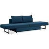 EVERGREENWEB MATERASSI & BEDS EVERGREENWEB - Divano letto chaise longue 3 posti trasformabile in comodo Letto Matrimoniale | Divano letto Angolare con Penisola | Design Moderno lunghezza 230 cm | Colore Blu | Angélique
