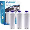 ICEPURE Filtro per macchina da caffè Compatibile Con De'Longhi DLSC002/SER3017 & 5513292811, Compatibile con De Longhi/ECAM/ESAM/ETAM/BCO/Serie EC, 3 pezzi