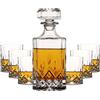 Zcoolo Decanter Whisky Set 7PC - Decanter per Whisky in Cristallo e Set di Bicchieri da Whisky, Scotch Whisky Set con 6 Bicchieri da Rum Vodka (A)