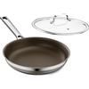 Innerwell Padella in Ceramica con Coperchio 24 cm Marrone, Padella ad Induzione Antiaderente, Padella in Acciaio Inox con Triplo Strato di Acciaio Inox,Senza Pfoa
