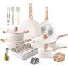 RIOVARM Induzione Set di pentole e padelle con coperchi In granito Antiaderente Set di pentole con padella per arrostire In marmo In pietra Set di utensili da cucina Pentola Padella per salse Spatole