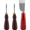 LUTER 2 Pezzi Smussatore Per Bordi In Pelle?1mm, 1.5mm? e 1 Pezzo Coltello Da Taglio In Pelle Coltello Da Rasatura Strumenti Con Manico In Legno Per Artigianato In Pelle Fai-Da-Te