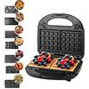 Hoapin Piastra per Waffle 7 in 1, Piastra per Panini, Tostapane Piastra per Toast, Piastre Antiaderenti Rimovibili, Controllo Automatico Della Temperatura, 750 W