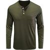 ADMAY Caldo e confortevole inverno 2023 Y20K Camicetta da uomo in tinta unita con scollo tondo e bottone in primaverile e autunnale Camicie a maniche lunghe con taschino Maglia Termica Senza (Green, XXL)