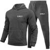 WAZHAKU Tuta da jogging da uomo, lunga, per il tempo libero, in due pezzi, Y2K, Hip Hop, 2 pezzi, con cappuccio e pantaloni da jogging con grafica creativa, per autunno e inverno, C grigio., L