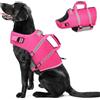 PUZAUKAL Giubbotto Salvagente Cane Ripstop Salvagente per Cani con Manico e Strisce Riflettenti Giubbotto di Salvataggio per Cani regolabile con Buona Galleggiabilità per Nuoto,Spiaggia,Rosa-XXL