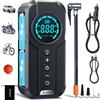 BUVAYE Compressore Aria Portatile, 150PSI Mini Compressore Portatile, Compressore Auto Elettrica con Schermo LCD,Torcia LED, per Bicicletta,Gonfiatore Bici Elettrico per Auto,Moto,Biciclette e Palloni