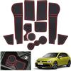 GAFAT V-W Golf 8 8.5 MK8 GTI GTE GTD R Variant 2020-2025 2026 Tappetini Antiscivolo, Tappetini in Gomma per Console Centrale, Braccioli, Portabevande, Cuciture Porta, Accessori Golf 8 (Rosso)