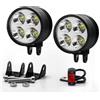 Biqing 2PCS Fari Supplementari Moto LED,Universale 2 Inch 40W Faretti per Moto con Hi/Lo/Flash 12V 24V Moto Fendinebbia Luci Ausiliari con Interruttore a Pulsante ON/OFF