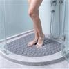 MORROWCAMP Tappetino da doccia antiscivolo, triangolare, 54 x 54 cm, in PVC, antiscivolo, con ventose, grande, antiscivolo, con fori di scarico, per anziani, grigio