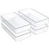 Kriovoa Confezione da 4 organizer trasparenti con cuscinetti antiscivolo, divisori in plastica per cosmetici, cucina, bagno e ufficio