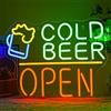 LMSIGNLY Cold Beer Neon Sign Open Neon Sign per birra Decorazione da parete Neon Beer Light per Bar Pub Cheer LED Sign for Man Cave Home Store Bar Party Bistro Decorazione da parete