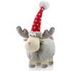 Godeufe Figurina di Renna di Natale, Decorazioni Natalizie Gnomo Slitta Peluche Natalizio Home Decor per Casa Cucine 32cm (Grigio)