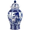 jdzjybqx Jingdezhen - Vaso cinese in ceramica dipinta a mano, di grandi dimensioni, altezza 41 cm, vaso di zenzero in porcellana blu e bianco con coperchio per la decorazione domestica, 1 barattolo tempio con