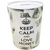 BLUECHOLON Salvadanaio originale con stile e messaggio. Salvadanaio grande per adulti. Salvadanaio in latta, regalo. Salvadanaio XL. (16×12, Mantieni la calma, dollaro)