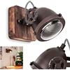 hofstein Lampada da parete Herford, lampada da camera a 1 luce in metallo e legno in marrone con paralume in vetro, spot orientabili e girevoli, 1 x GU10, senza lampadina/e