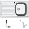 Fhuller Lavello da incasso 1 Vasca + Gocciolatoio sinistro | Acciaio Inox Prelucido | 86x50 cm | Foro Scarico 3,5" | Lavello Cucina Resistente, Igienico e Facile da Pulire