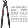 Kamtop Tenaglie da Lavoro con 100pz Morsetti Stringitubo 5.8-21mm Tenaglia per Fascette Stringitubo Kit Certificazione TUV con Fascette Stringitubo a Orecchio Singolo in Acciaio Inox 304