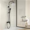 Coleniny Colonna Doccia con Miscelatore Nero, Coleniny Sistema Doccia Altezza Regolabile 110-145cm, Doccia Colonna con Soffione Pioggia 21x21cm, Flessibile Doccia 150cm, 3 Doccetta a Spruzzo, Nero Opaco