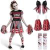 Spooktacular CreationsCostume da cheerleader zombie per bambini, costume da cheerleader morta per bambine, costume da leader spaventoso per feste di Halloween in costume e giochi di ruolo.