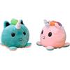 KUNSTIFY peluche orso peluche polipo reversibile gatto unicorno panda portachiavi pinguino polpo gadget polipetto bradipo (Unicorno Rosa/Turchese)
