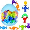 Zeawavsl Giochi Bagnetto Neonato, 48 Pezzi Ventosa Giocattoli Bambini in Silicone, Montessori Giocattoli Vasca da Bagno Giocattoli Con Uovo Di Dinosauro Per 3 4 5 6 7 8 Anni Ragazzi Ragazze