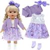 Xerteam 4 pezzi viola vestiti per bambole da 38 a 45 cm, accessori per bambole, cappotto, calzini a farfalla, fascia per bambine da 16 a 18 pollici, set regalo per bambini