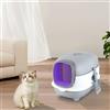 Kedia Lettiera per gatti, casa di toilette per gatti, lettiera per gatti chiusa con pala, contenitore per lettiera autopulente, disinfezione UV, 40 x 39 x 56 cm (grigio)