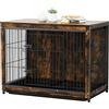 Bingopaw Gabbia per Cane in Metallo e Legno: XL da Interno per Cani di Grande Taglia, Kennel Mobile, Casetta da Arredamento con Vassoio - Marrone Vintage 97x59x75cm