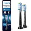 PHILIPS Sonicare C3 Premium Plaque Defence, testine di ricambio originali, nero, confezione da 2, HX9042/88, Nuovo, 2 Testine