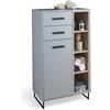 Stella Trading Tunis-Armadietto da Bagno Effetto, Legno ingegnerizzato Metallo, Grigio/Rovere Sonoma, Kommode