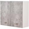 Shally Dogan Pensile da Cucina a Parete, Armadio Sospeso in Legno con Due Ante 1 Ripiano e 2 Scomparti, Armadietto da Muro Spazioso e Resistente, Dimensioni 80 x 32 x 72H cm (Grigio)