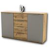Stella Trading Capri, Cassettiera per la camera da letto in simil rovere naturale e grigio basalto, elegantea e originale credenza con chiusura Softclose, per la vostra camera da letto, 150 x 90 x 38 cm (L x A x P)