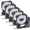 Label Orison 40910 9 mm compatibile con Dymo Label Maker Ricarica per etichette Dymo D1, LabelManager 100 160 200 210D 280 500TS 420P 360D, nero su trasparente, (9 mm x 7 m), 5 X